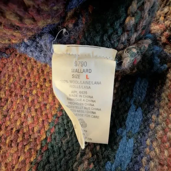 Woolrich Mallard Wool Southwestern Blanket Cardigan Sweater Mens L #H - Picture 4 of 8